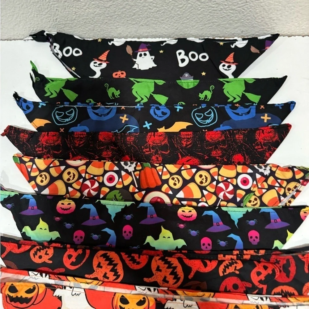 SANWUTA Halloween Dog triangle Bandanas set of 10 Halloween print size XL